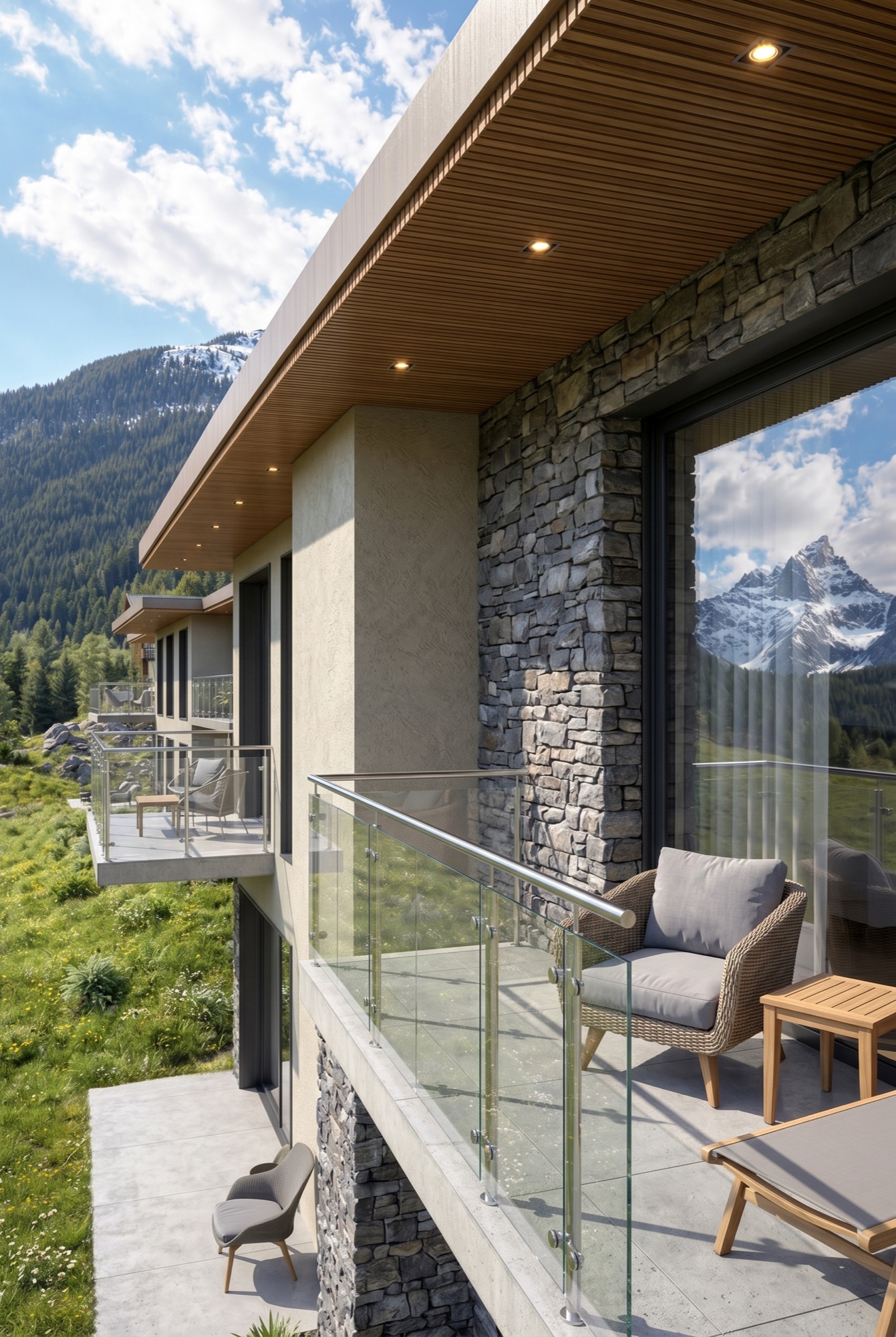 Cime de l'Est — Terrasse du balcon avec vue