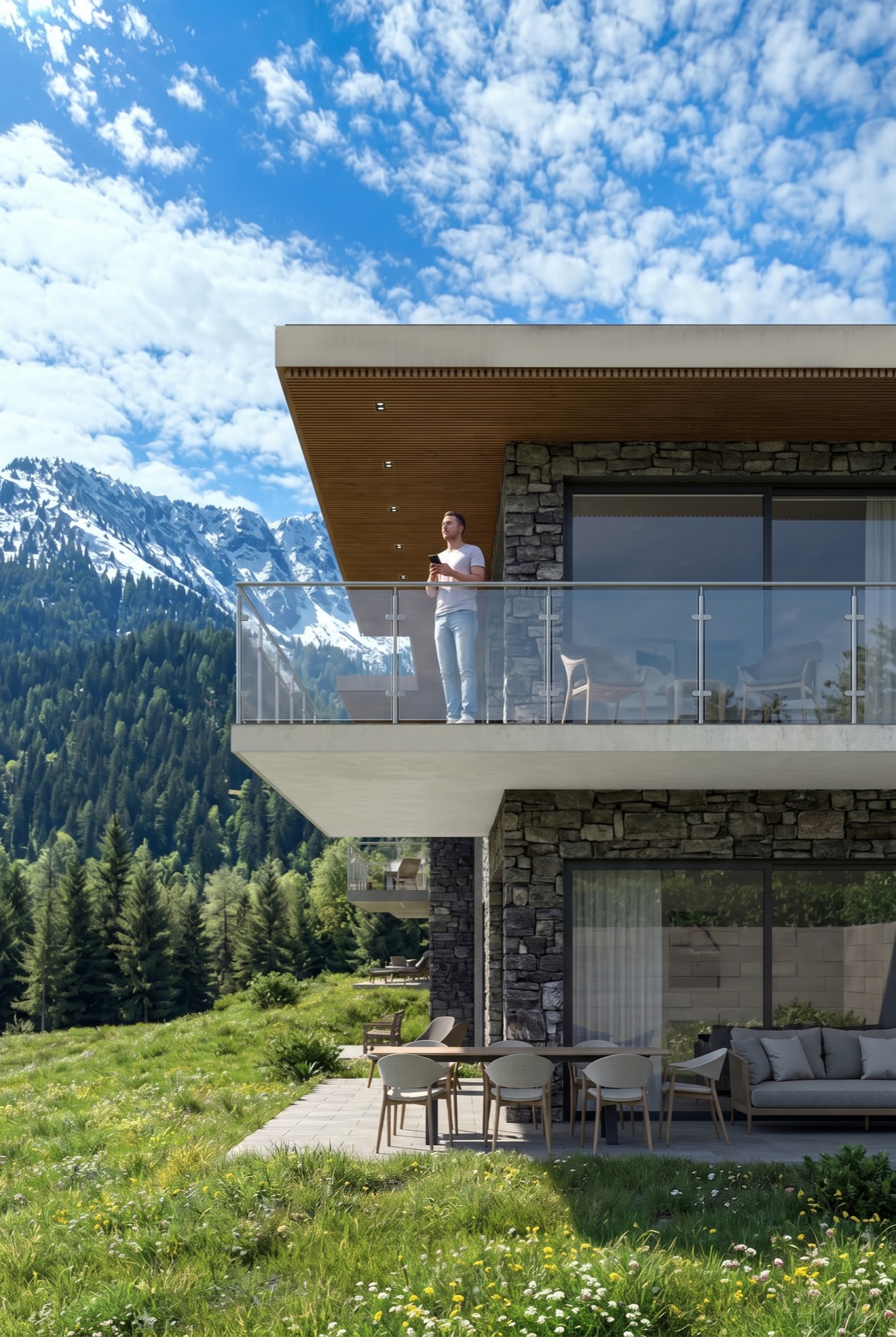 Cime de l'Est — Balcon et terrasse du rez